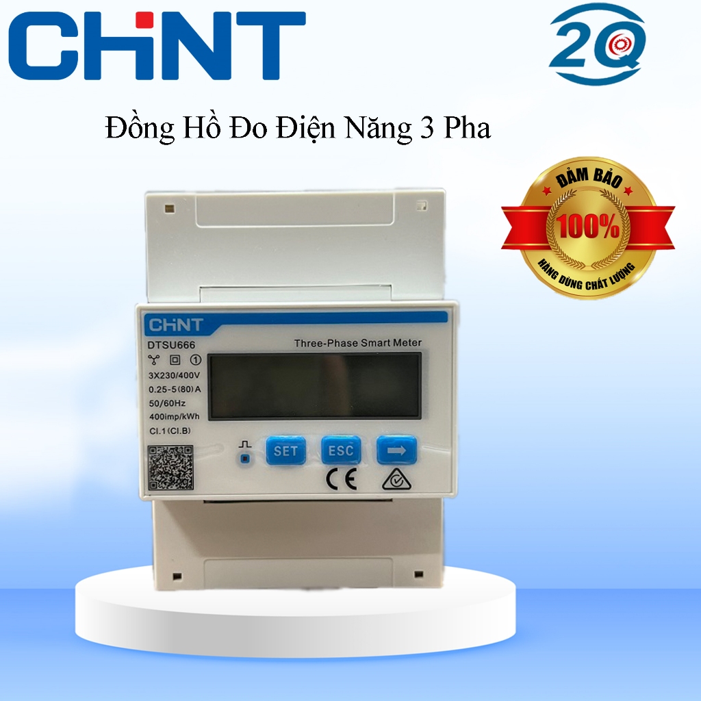 Đồng Hồ Đo Điện Năng 3 Pha Loại TRỰC TIẾP - DTSU666 3×230/400V 5(80)A  CHINT Chính Hãng
