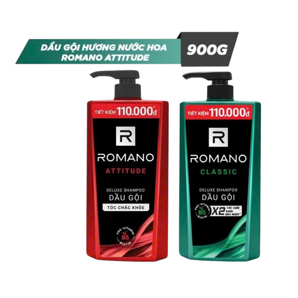 Dầu gội Cao Cấp Romano Classic 900g Hương Nước Hoa
