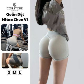  Quần đùi legging MITAO chun mông cạp cao gen bụng co giãn 4 chiều tập gym yoga Coolstore 