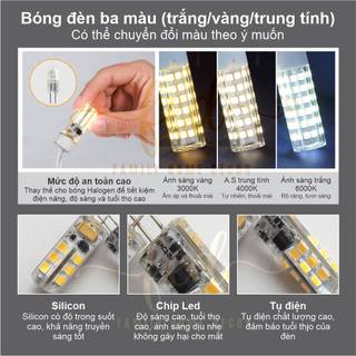 (Combo 5-10cái) Bóng đèn LED nhỏ chân ghim G4/G9 ánh sáng 3 màu độ sáng cao 3W–7W cho đèn pha lê điện áp thấp 12V, 220V