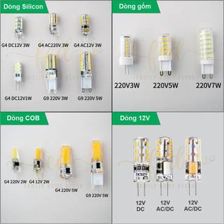 (Combo 5-10cái) Bóng đèn LED nhỏ chân ghim G4/G9 ánh sáng 3 màu độ sáng cao 3W–7W cho đèn pha lê điện áp thấp 12V, 220V