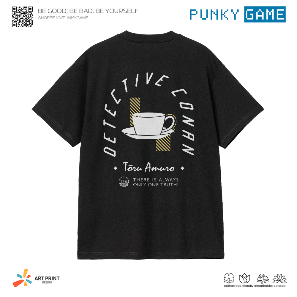 Áo thun Unisex Detective Conan Toru Amuro Digital Art Cotton 100% ngắn tay
