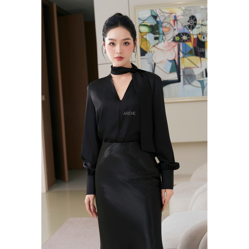 Sơmi lụa cổ nơ cao cấp thanh lịch thời thượng ARÉNE AS033 | BigBuy360 - bigbuy360.vn
