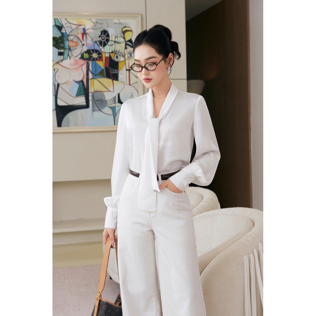 Sơmi lụa cổ nơ cao cấp thanh lịch thời thượng ARÉNE AS033 | BigBuy360 - bigbuy360.vn