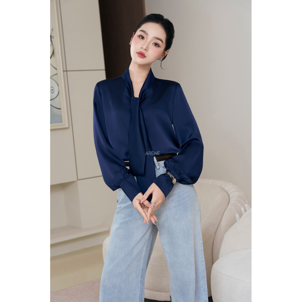 Sơmi lụa cổ nơ cao cấp thanh lịch thời thượng ARÉNE AS033 | BigBuy360 - bigbuy360.vn