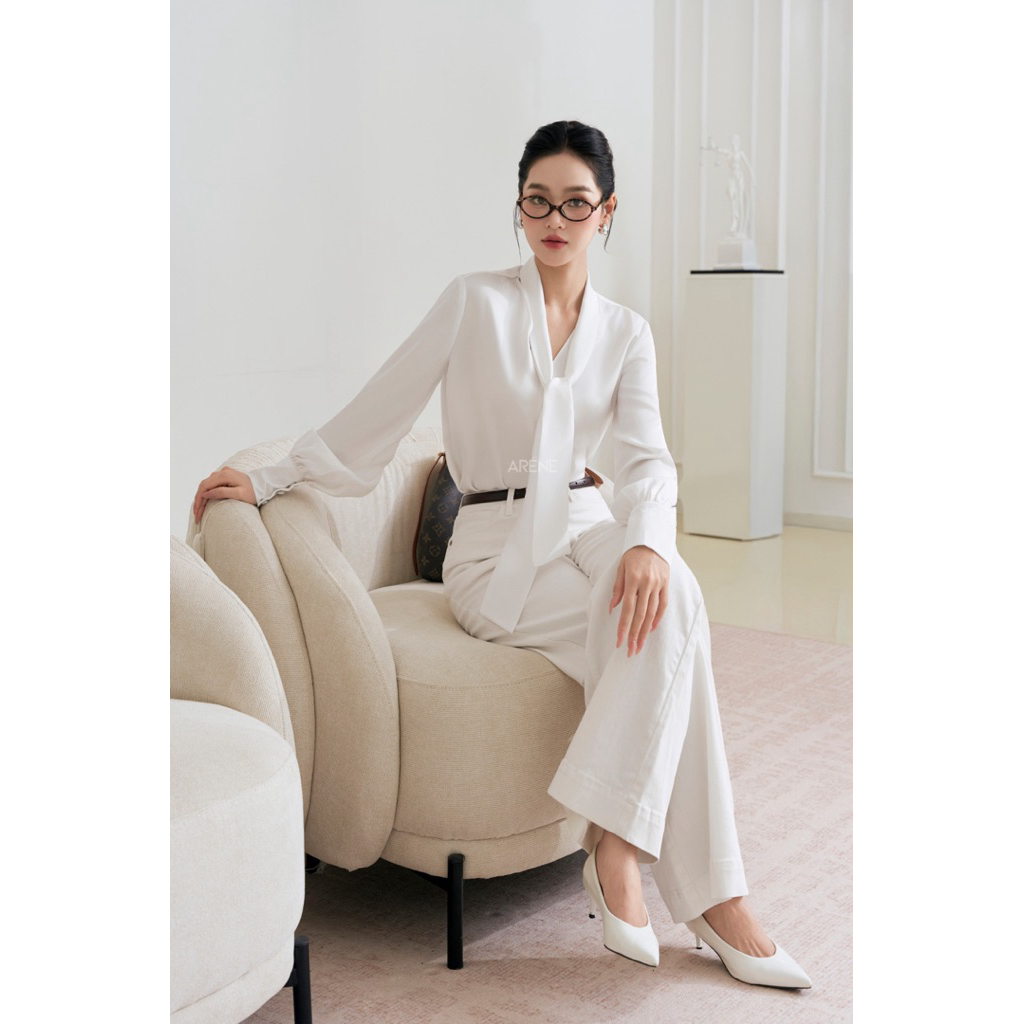 Sơmi lụa cổ nơ cao cấp thanh lịch thời thượng ARÉNE AS033 | BigBuy360 - bigbuy360.vn