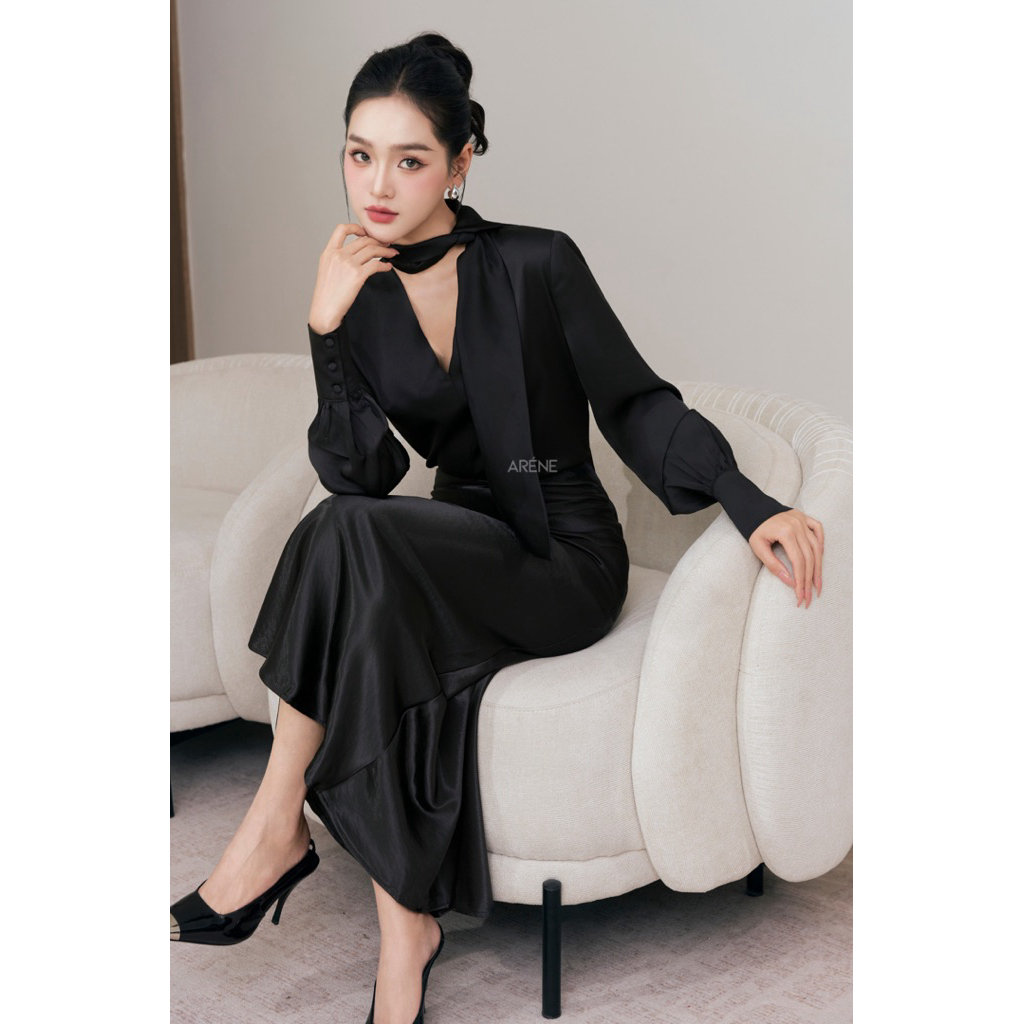 Sơmi lụa cổ nơ cao cấp thanh lịch thời thượng ARÉNE AS033 | BigBuy360 - bigbuy360.vn
