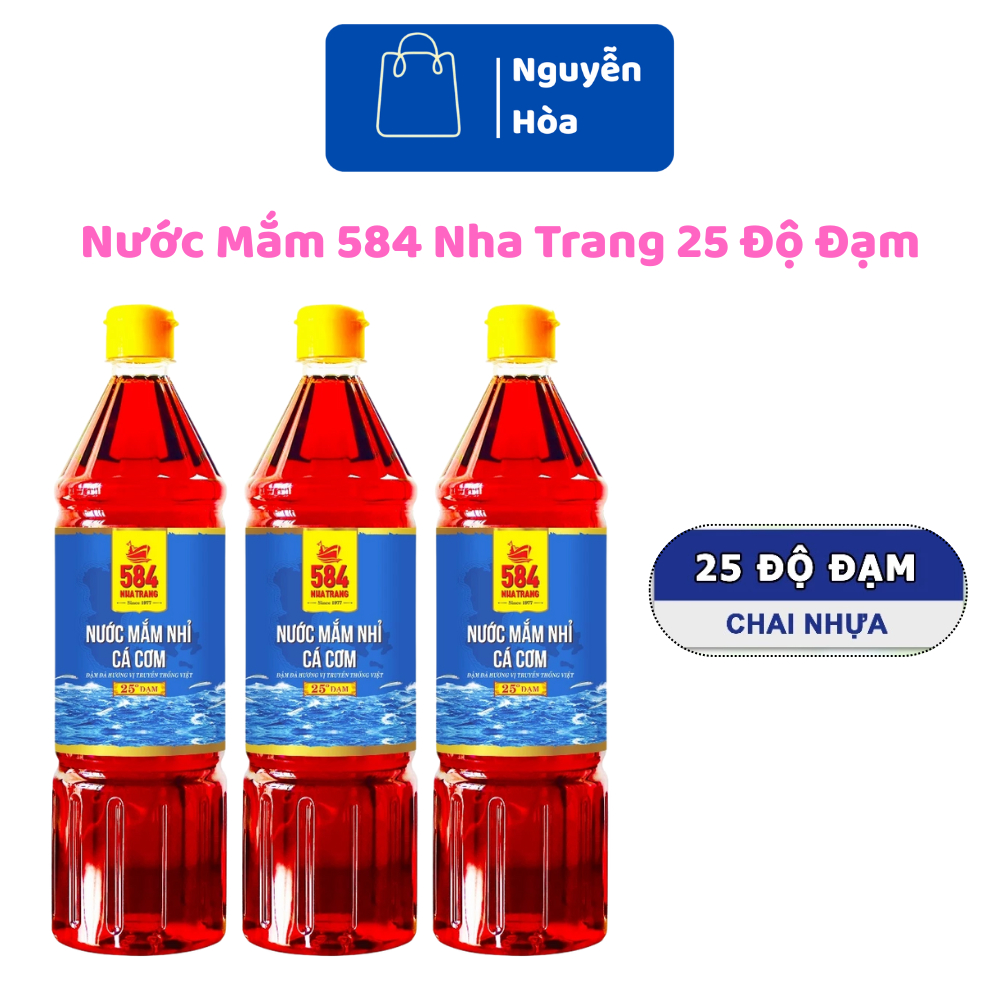 Nước Mắm 584 Nha Trang 25 Độ Đạm - Thơm Ngon Đậm Đà Truyền Thống Chai Nhựa 1 Lít