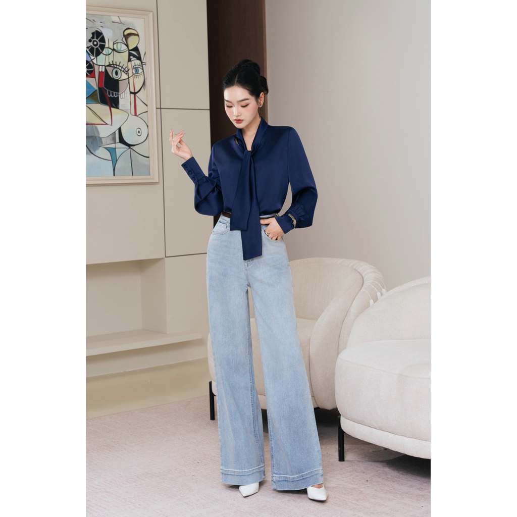 Quần jeans xuông dáng dài thanh lịch thời thượng ARÉNE AQ034 | BigBuy360 - bigbuy360.vn