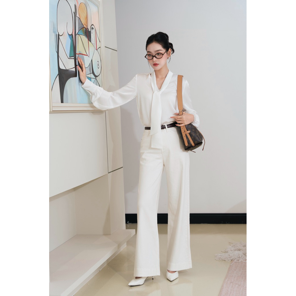 Quần jeans xuông dáng dài thanh lịch thời thượng ARÉNE AQ034 | BigBuy360 - bigbuy360.vn