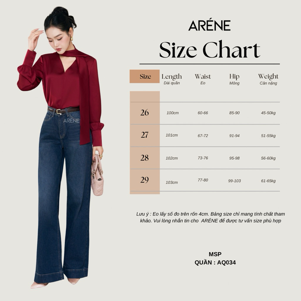 Quần jeans xuông dáng dài thanh lịch thời thượng ARÉNE AQ034 | BigBuy360 - bigbuy360.vn