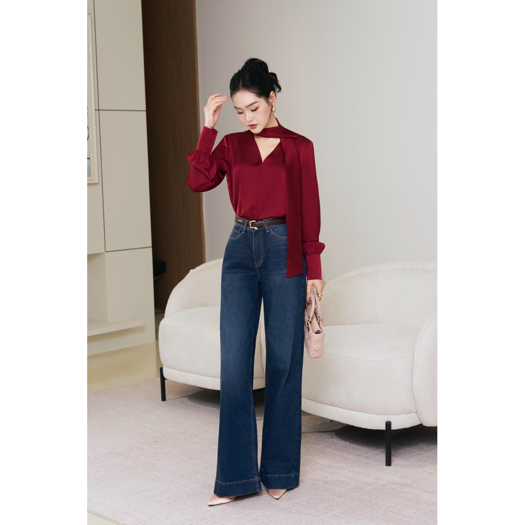 Quần jeans xuông dáng dài thanh lịch thời thượng ARÉNE AQ034 | BigBuy360 - bigbuy360.vn