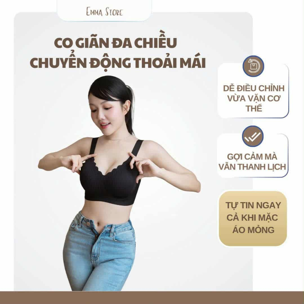 Áo lót nữ không gọng nâng ngực Emma Store – Co giãn 4 chiều, thoáng khí, siêu nhẹ