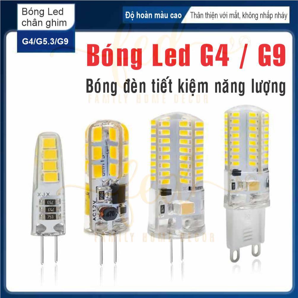 (Combo 5-10cái) Bóng đèn LED nhỏ chân ghim G4/G9 ánh sáng 3 màu độ sáng cao 3W–7W cho đèn pha lê điện áp thấp 12V, 220V