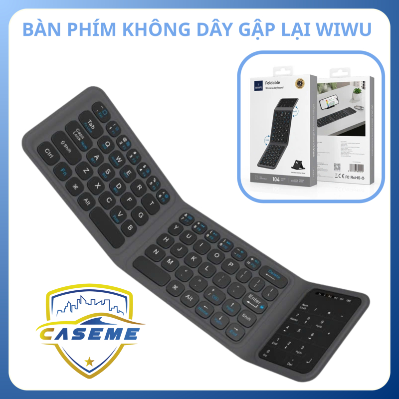Bàn Phím Bluetooth Gập Gọn hiệu WiWU FMK-05 – Kết Nối Nhanh V5.2, Kèm Túi Đựng & Giá Đỡ, Pin 40 Giờ