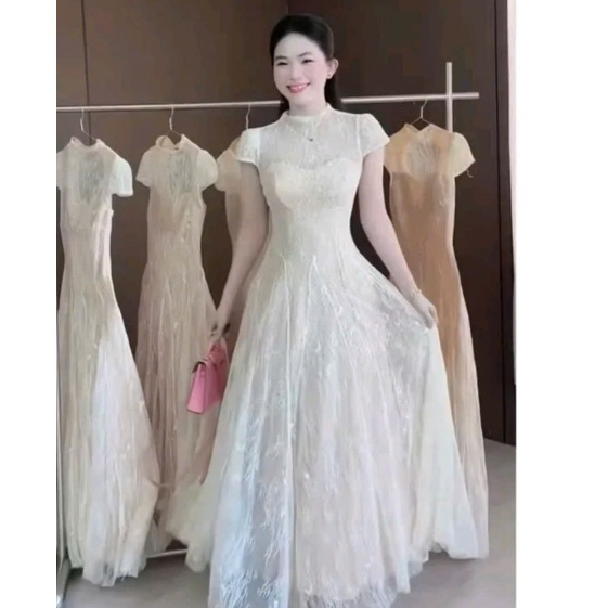 NTV CLOTHINGS Đầm dự tiệc chất ren nhẹ nhàng sang chảnh tôn dáng gợi cảm