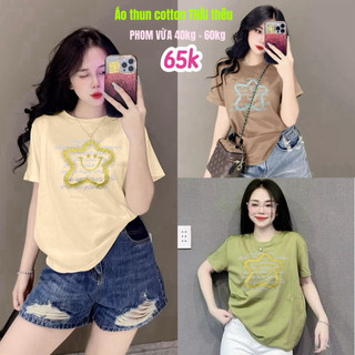 Áo thun cotton Thái nữ PHOM VỪA phối chữ THÊU ( Mã THÁI THÊU Ngôi Sao  )
