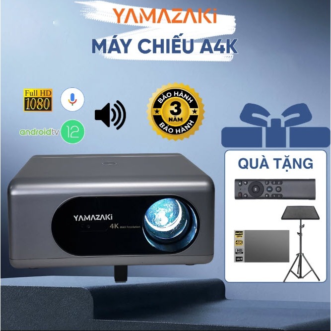 Máy chiếu mini Yamazaki A4K cao cấp độ phân giải FULL HD độ sáng 1200 ansi độ nét cực kì cao kèm phụ