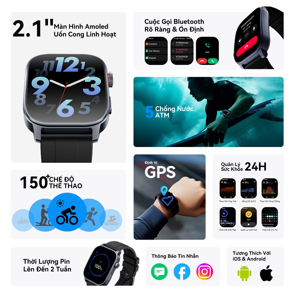 Đồng hồ thông minh Kieslect Ks 3 I màn AMOLED I Nghe gọi trực tiếp I Chống nước 5 ATM I Định vị GPS - Hàng chính hãng | BigBuy360 - bigbuy360.vn