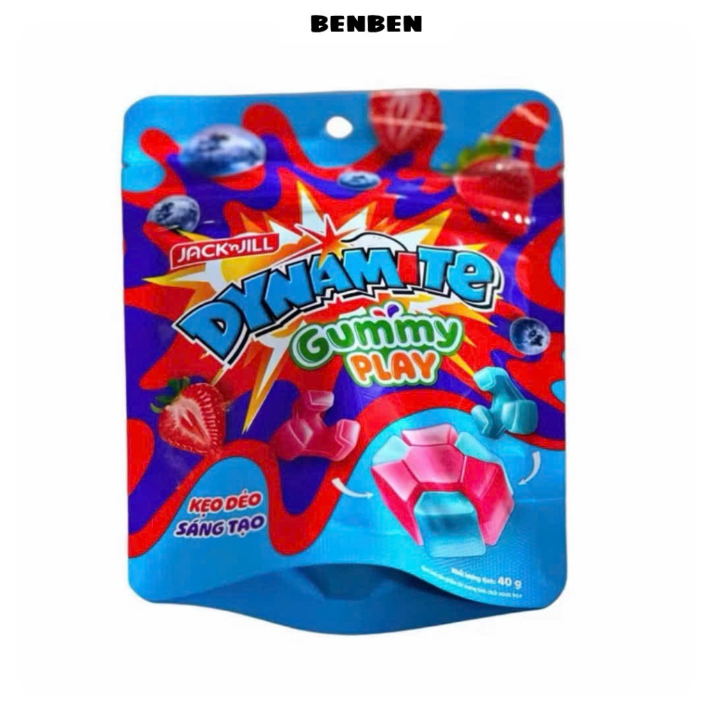 Kẹo dẻo trái cây Dynamite Gummy, kẹo dẻo sáng tạo 40g vị trái cây hạt mâm xôi