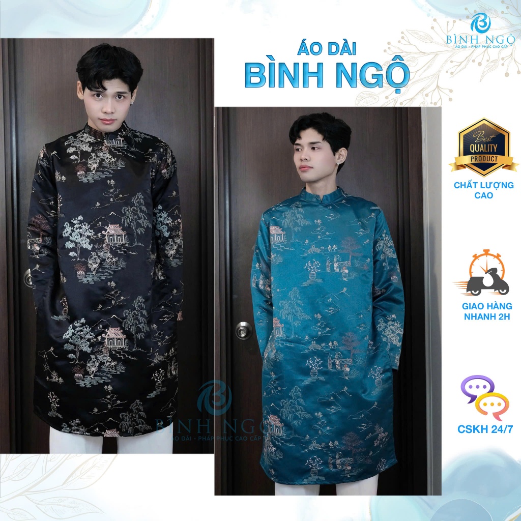 Áo dài cách tân Nam hàng thiết kế 4 màu hot - chất liệu Tafta Dệt sang trọng, lịch lãm - Áo dài cao cấp Bình Ngộ