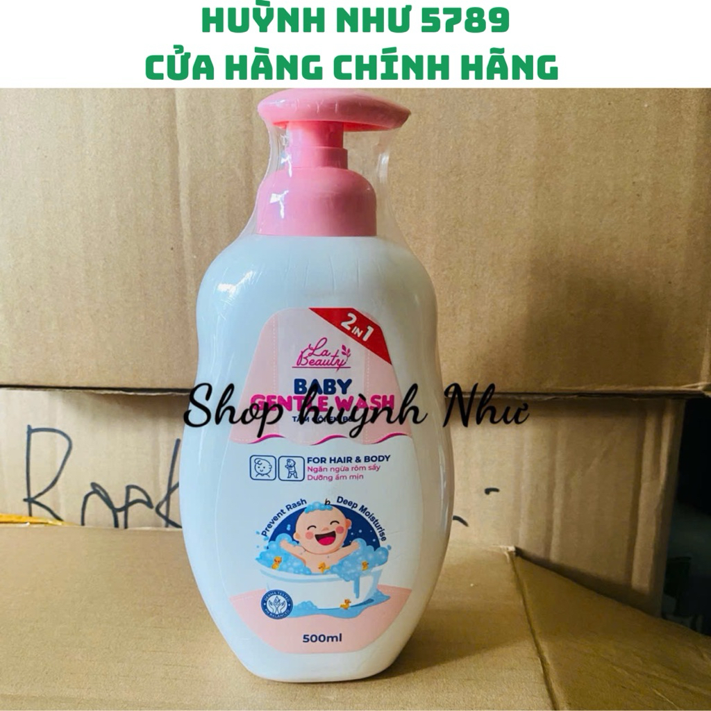 [CHÍNH HÃNG]Sữa tắm gội em bé Gentle Wash 500ml La Beauty giảm và ngăn ngừa rôm sảy, hăm da,,