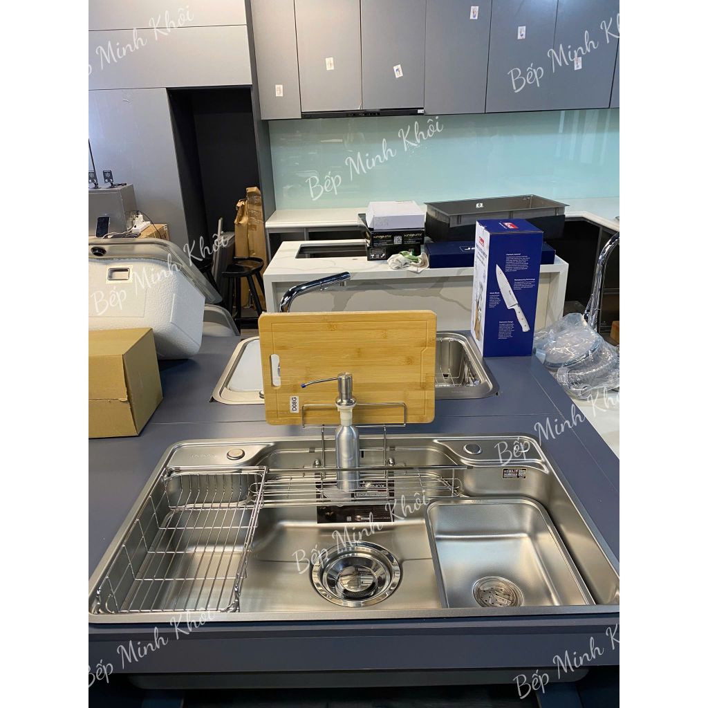 CHẬU RỬA BÁT 1 HỐ NOBINOX LIKEN NL792D, Linen chống xước kích thước 830 x 500 mm