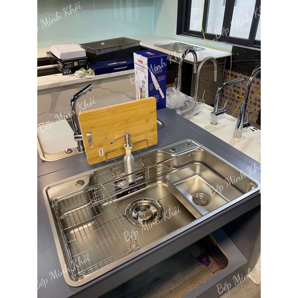 Chậu rửa bát 1 hố NOBINOX LIKEN NL792D,  Kích thước 83 x 50 Bề mặt hạt LIKEN chống xước