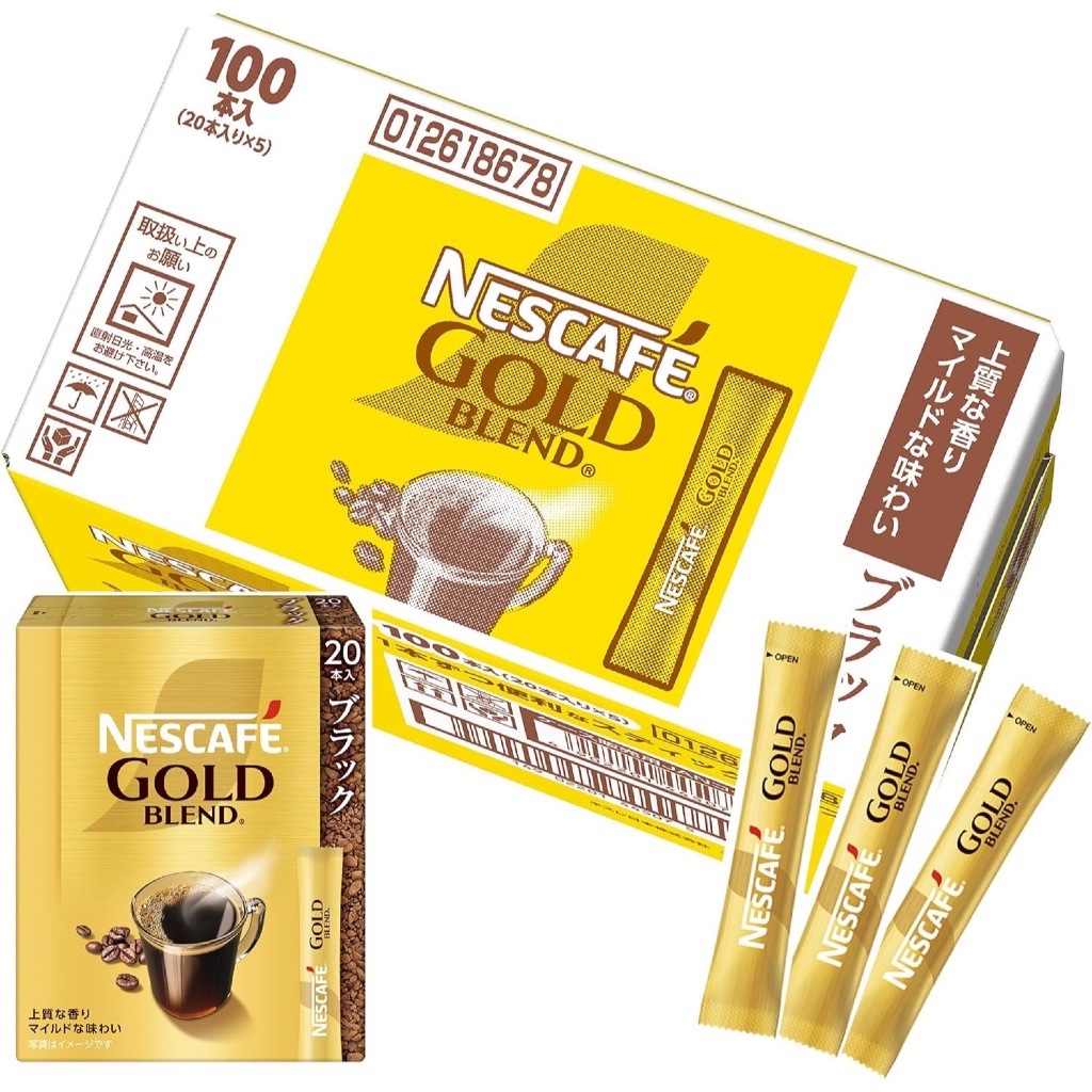 Nescafe Gold Blend Stick Black 100P, hộp, cà phê hòa tan thường, đóng gói riêng lẻ