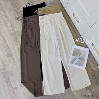 Quần Tây ống rộng phối dây thắt nơ chất RUBY mềm mịn mát. Quần Culottes cạp cao tôn dáng phong cách Hàn Quốc 534