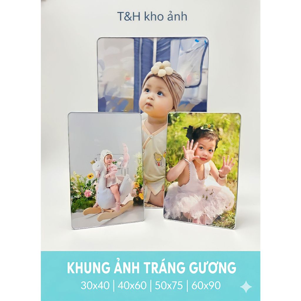 Khung ảnh tráng gương 30x40, 40x60, 50x75, 60x90 treo tường , khung ảnh gia đình , in ảnh cá nhân từ