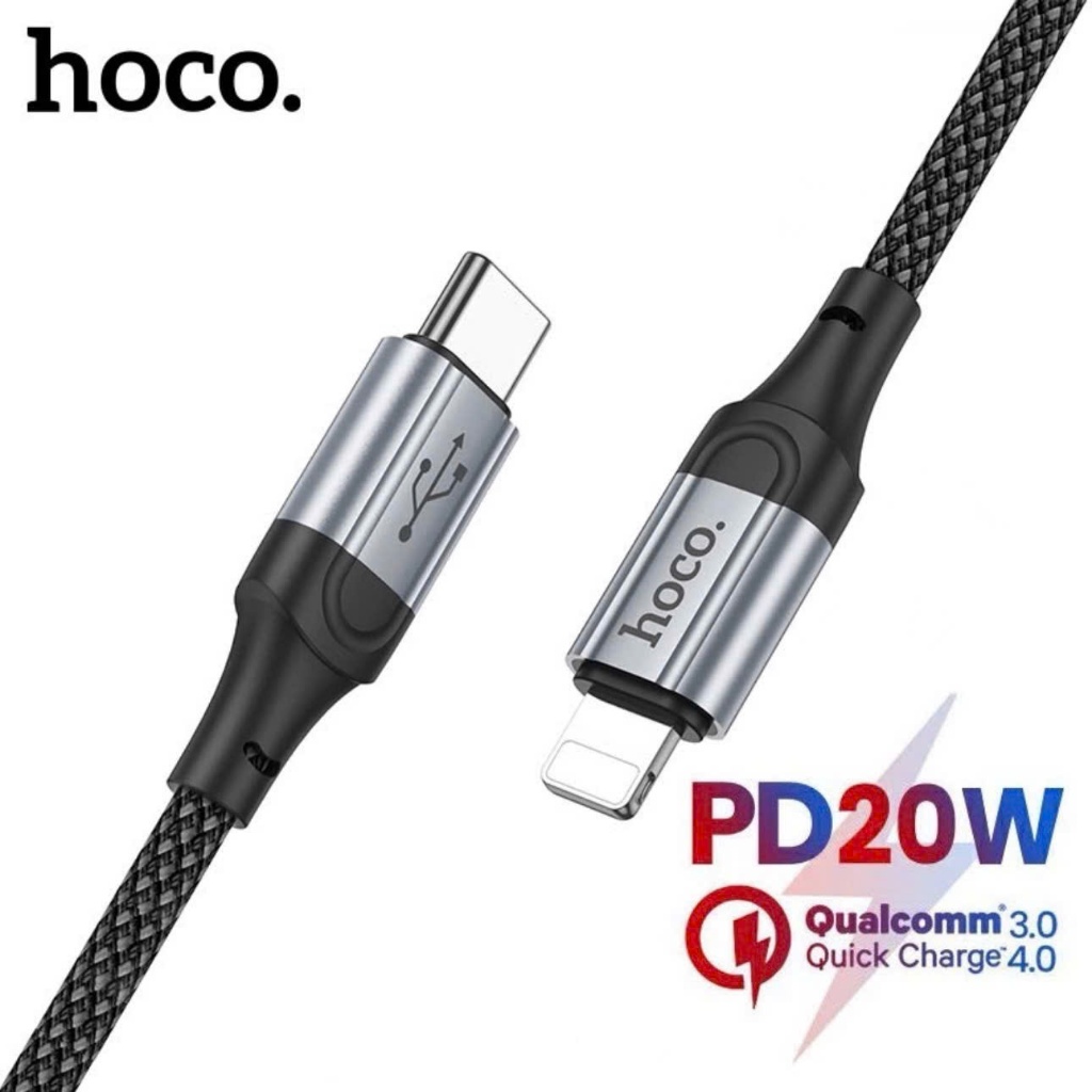 Cáp sạc nhanh 20W dùng cho 14 13 12 11...Hoco Dây bọc dù dài 1m 2m pd27w pd20w