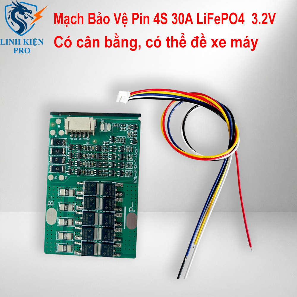 Mạch Bảo Vệ Pin Sắt 4S 30A (3.2V) Dòng Tức Thời 250A Có Cân Bằng, Mạch Đề Xe Máy