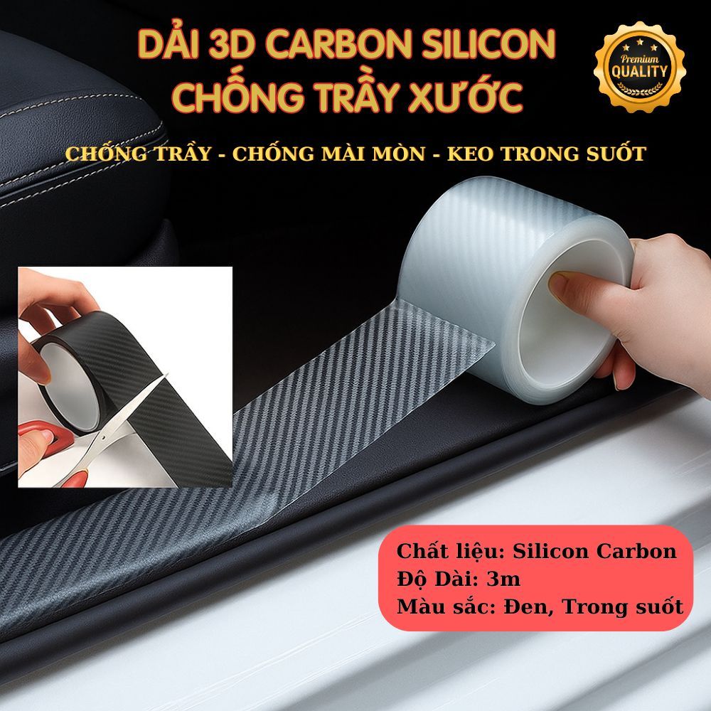 Dải Carbon 3D silicon chống va chạm, chống trầy xước cho ô tô(cửa xe, bệ cửa, cản trước sau)