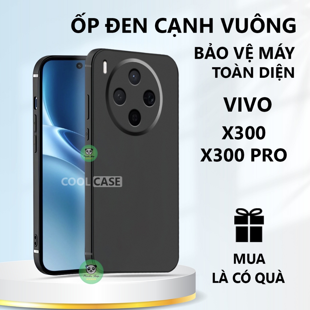 Ốp lưng TPU đen Vivo X300/ X300 Pro cạnh vuông, bảo vệ máy toàn diện-Cool Case