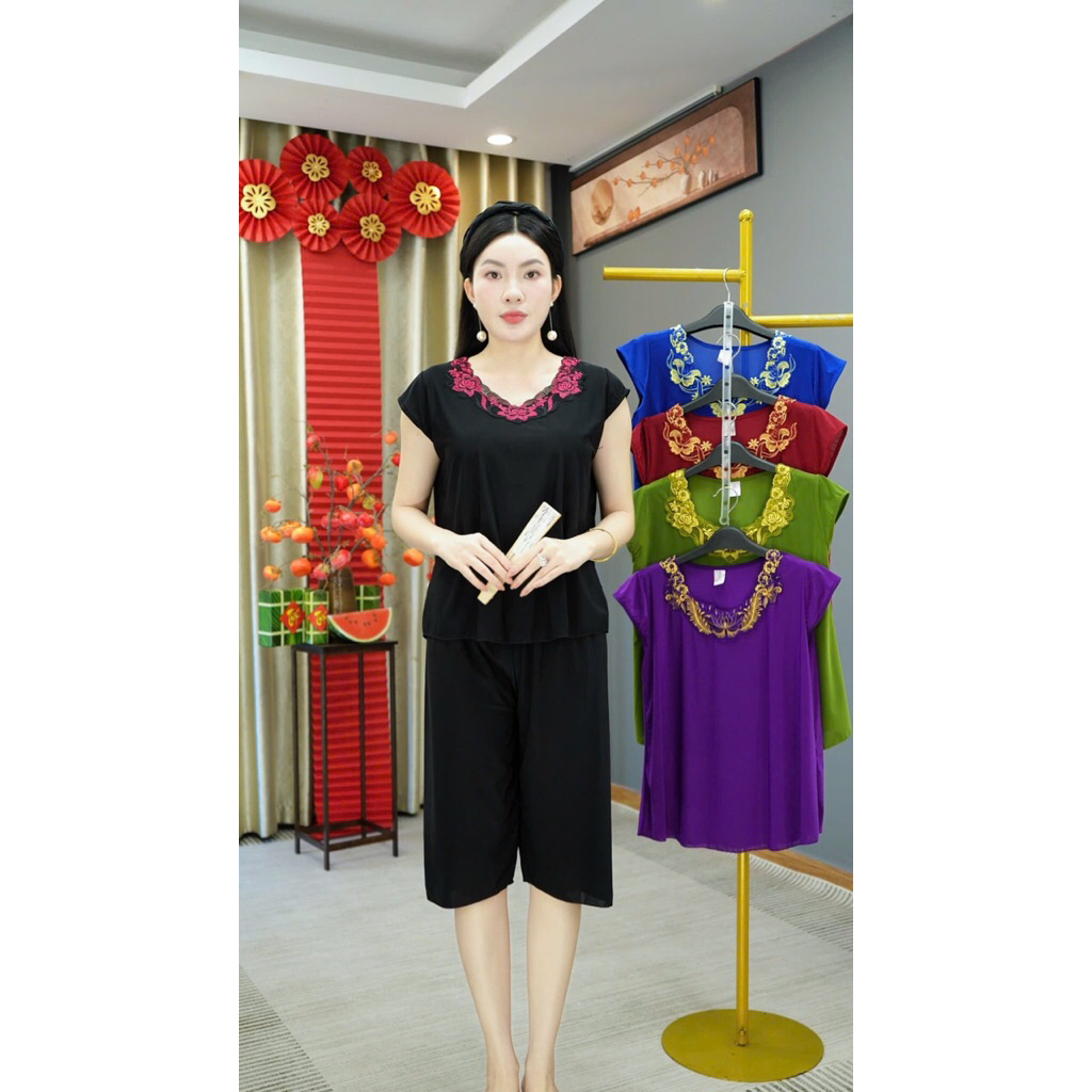 [55-70kg] Bộ lửng Thun lạnh tay con phối ren