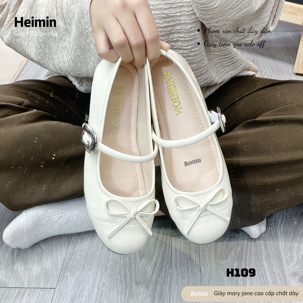 [Pandoll] Giày mary jane nữ (H103) bọc da đế bệt bản cao cấp