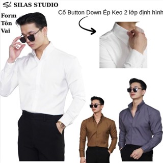   Bản Nâng Cấp  Áo Somi Logann Button Down Ver2 tay dài Cotton Chéo Giấu Cúc Tôn Vai - ASL26B 