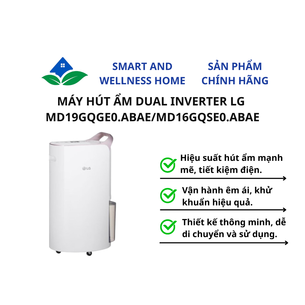MÁY HÚT ẨM DUAL INVERTER LG  MD19GQGE0.ABAE/MD16GQSE0.ABAE
