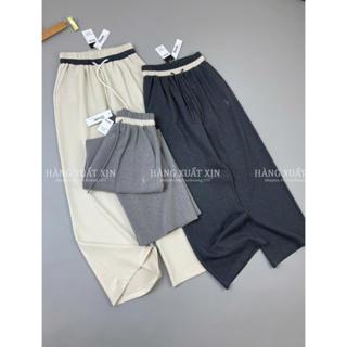  Quần Nỉ Nữ Ống Suông Ống Rộng OSHIRI Thêu Ngựa Cạp Phối Màu – Vải Mềm Mịn Co Giãn Thoải Mái 