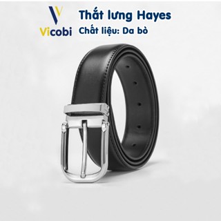 Dây thắt lưng nam Da Bò Hayes Vicobi TLB1B Bạc, dây nịt khóa kim bản 3,3cm