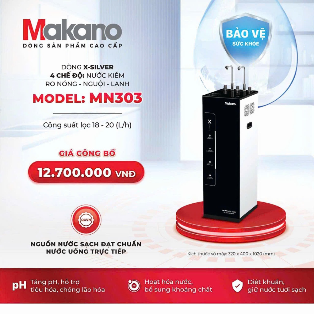 🌊 Máy Lọc Nước Makano MN303 Cao Cấp – Nóng, Nguội, Lạnh – Công Nghệ 10 Cấp Lọc