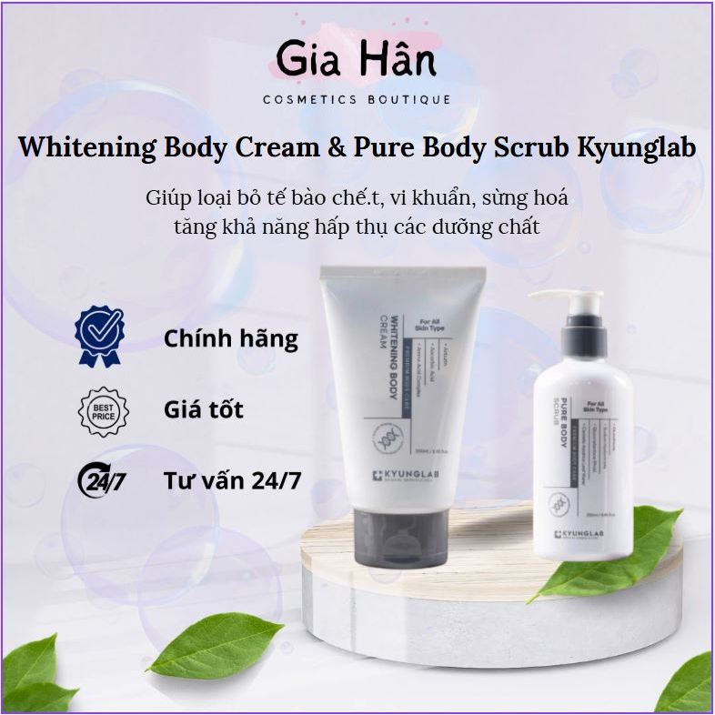 Tẩy da chết Body Scrub Kyunglab & kem dưỡng nâng tone Body Cream Kyunglab (công ty fullvat)