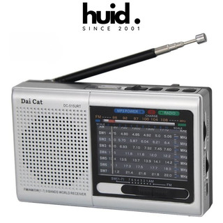 Đài Radio Bluetooth 3 Băng Tần FM/AM/SW, Bắt Sóng Khỏe, Hỗ Trợ USB & Thẻ Nhớ, Pin Sạc DAICAT DC-515BT