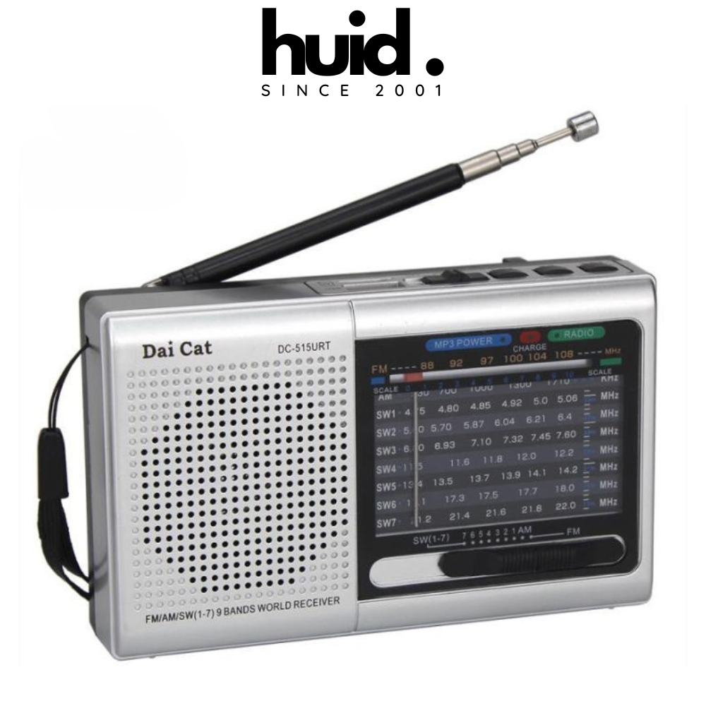 Đài Radio Bluetooth DAICAT DC-515BT Bắt Sóng Cực Tốt, Pin Trâu, Âm To Rõ, Nghe FM/AM/SW, USB & Thẻ N