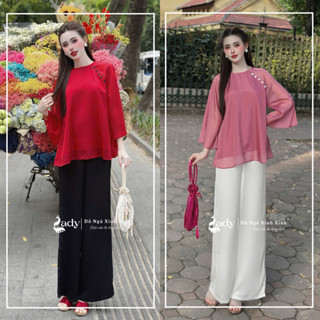  Pháp Phục Lady Cổ Tròn Nút Bọc Lụa Tơ Hàn – Bộ Đi Lễ Du Xuân Tết 2026 Thanh Tịnh & Sang Trọng 