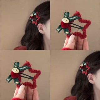 Kẹp tóc ngôi sao nhung đỏ Giáng Sinh phụ kiện kẹp tóc Giáng Sinh màu đỏ hot 2025 