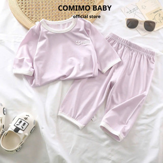 Bộ Dài Tay Thun Lạnh COMIMO BABY Họa tiết in mặt cười Cho Bé, Bộ quần áo dài tay cho bé trai bé gái từ 5-18kg