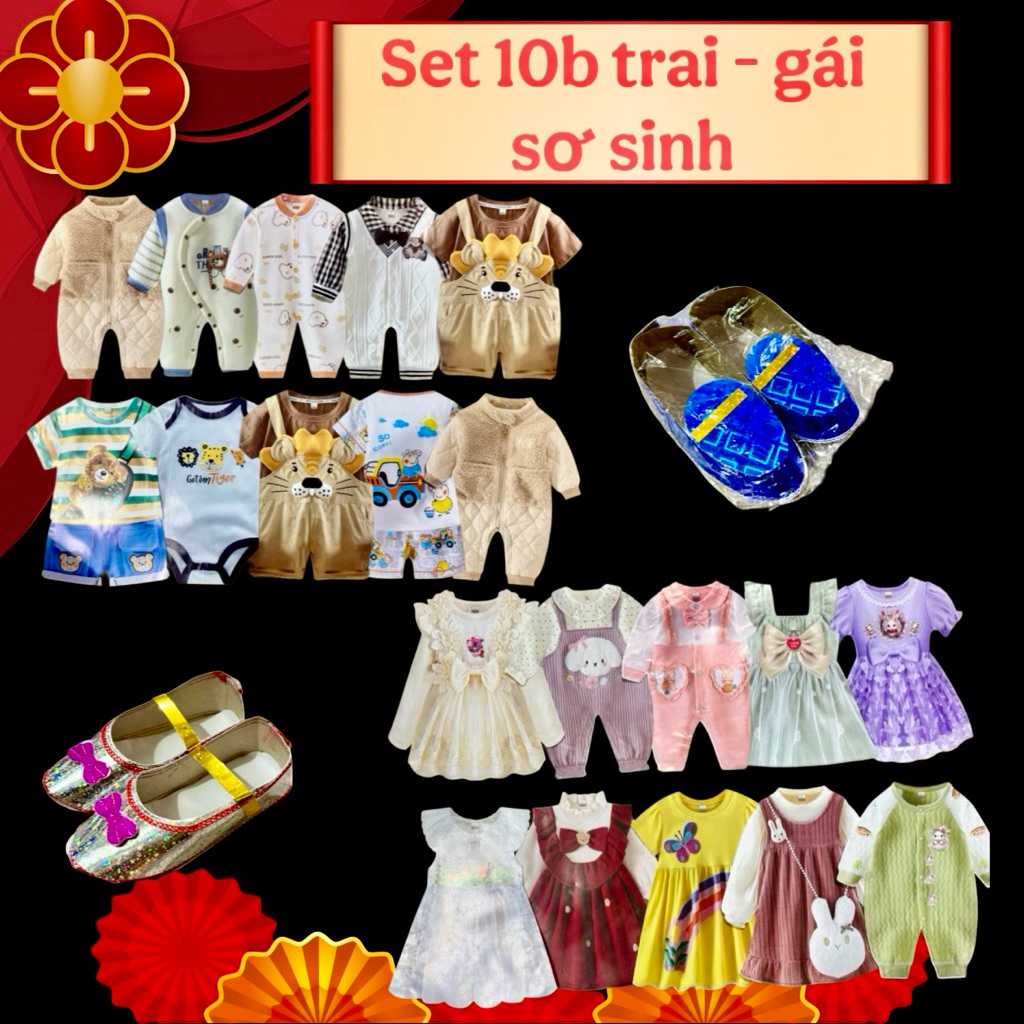 [ VÀNG MÃ ] SET 10BỘ SƠ SINH, GIÀY SƠ SINH, ĐỒ CHƠI BÉ TRAI, BÉ GÁI