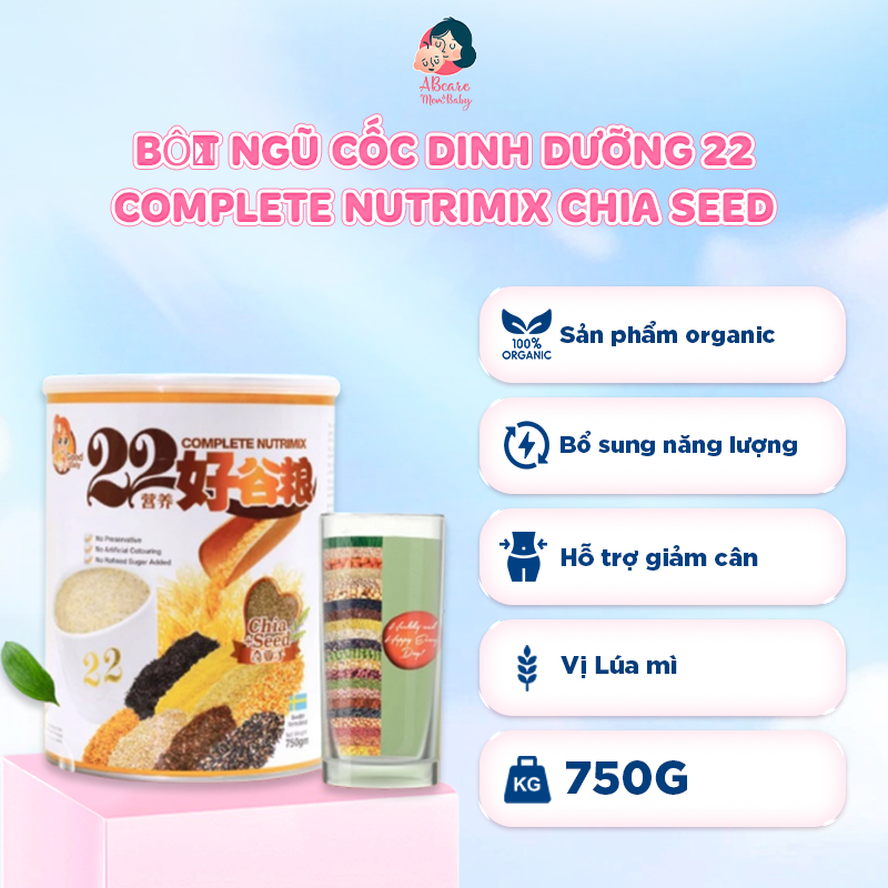 Bột Ngũ Cốc Dinh Dưỡng 22 Complete Nutrimix (750 G/Hộp Thiếc), hỗ trợ chăm sóc sức khỏe
